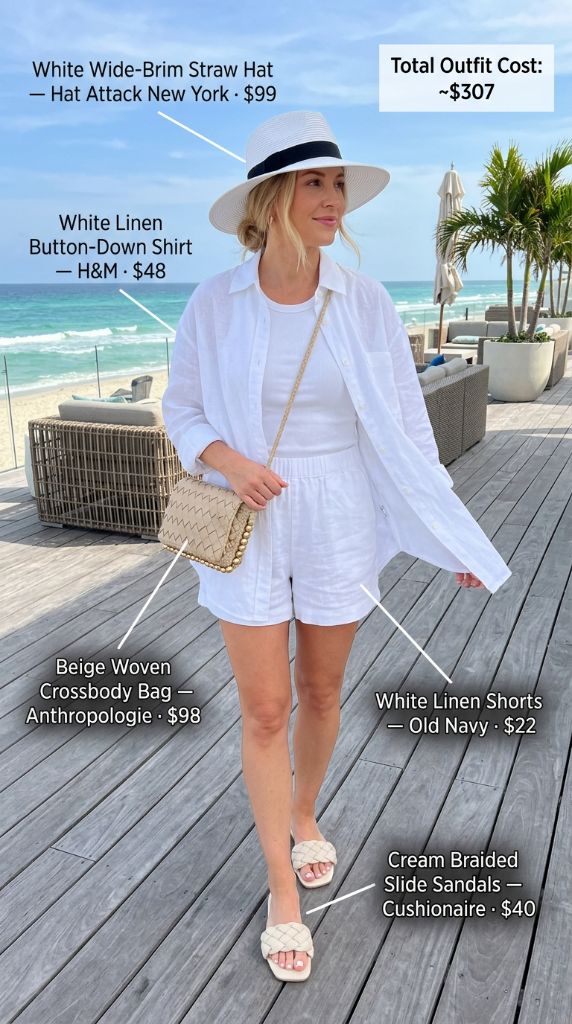 All White Linen Beach Outfit