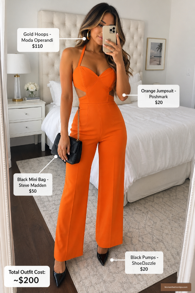 Orange Jumpsuit Coquette Look