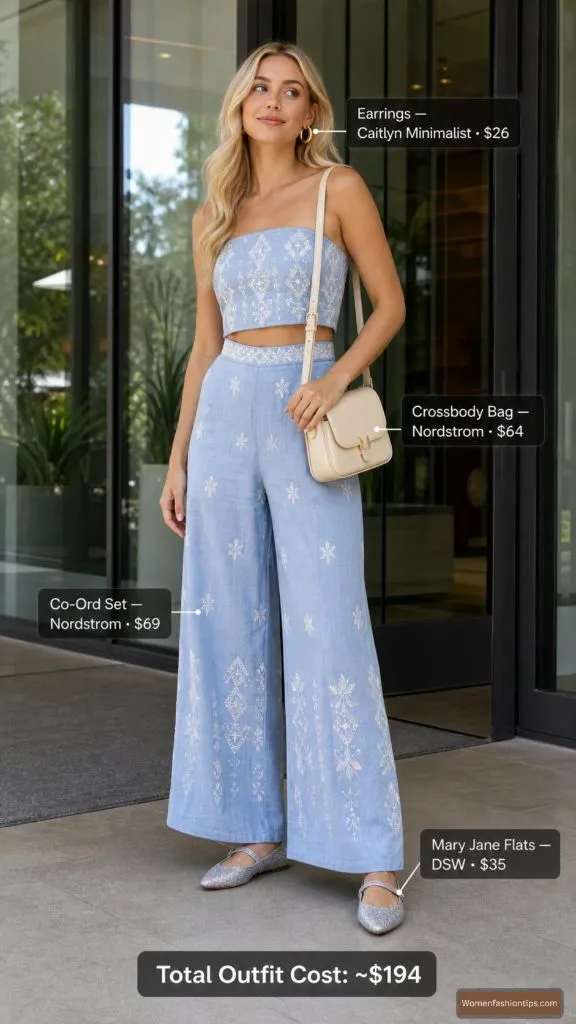 Blue Embroidered Co-Ord Set