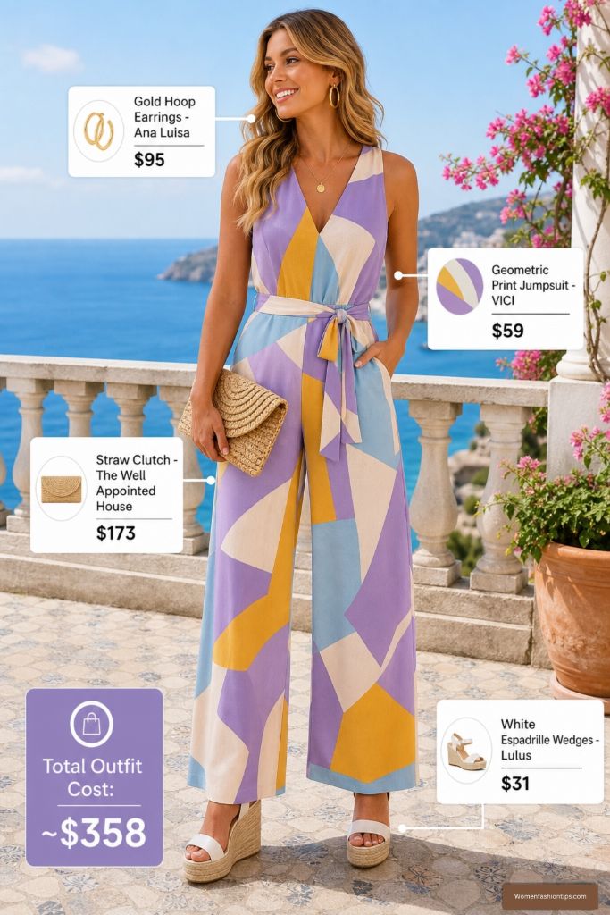 Geometric Print Jumpsuit Outfit