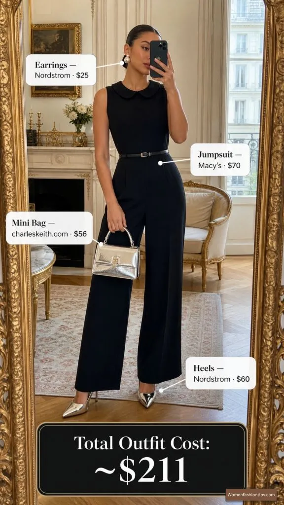 Black Peter Pan Collar Jumpsuit Look
