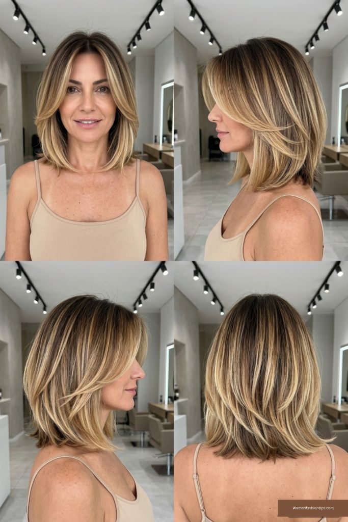 Honey Balayage With Curtain Layers
