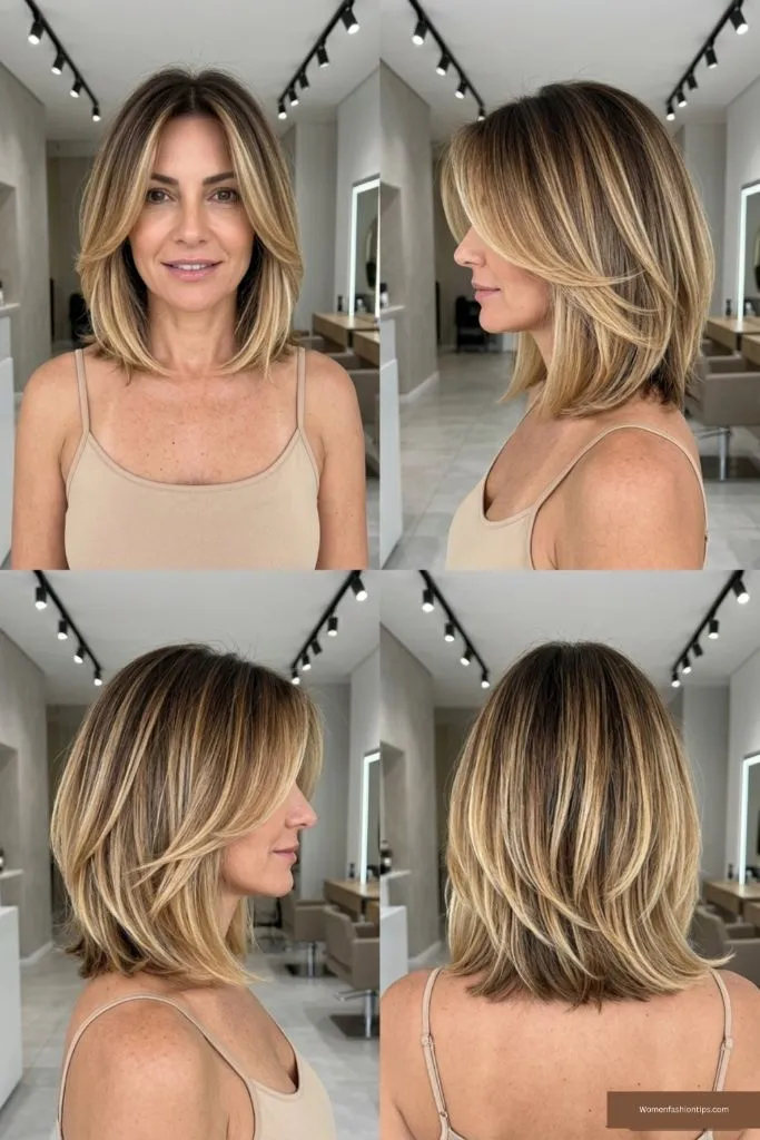 Honey Balayage With Curtain Layers
