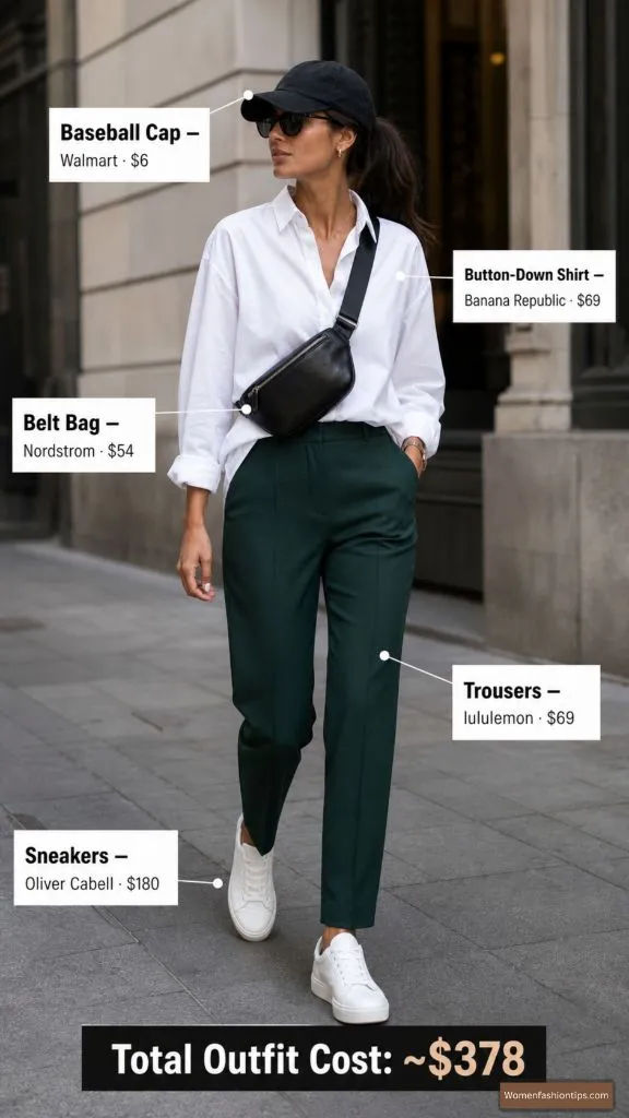 Sporty White Shirt and Forest Trousers