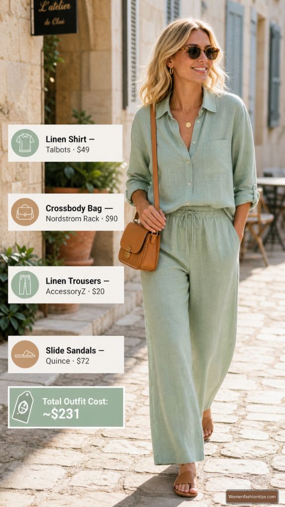 Sage Linen Set for Mediterranean Days