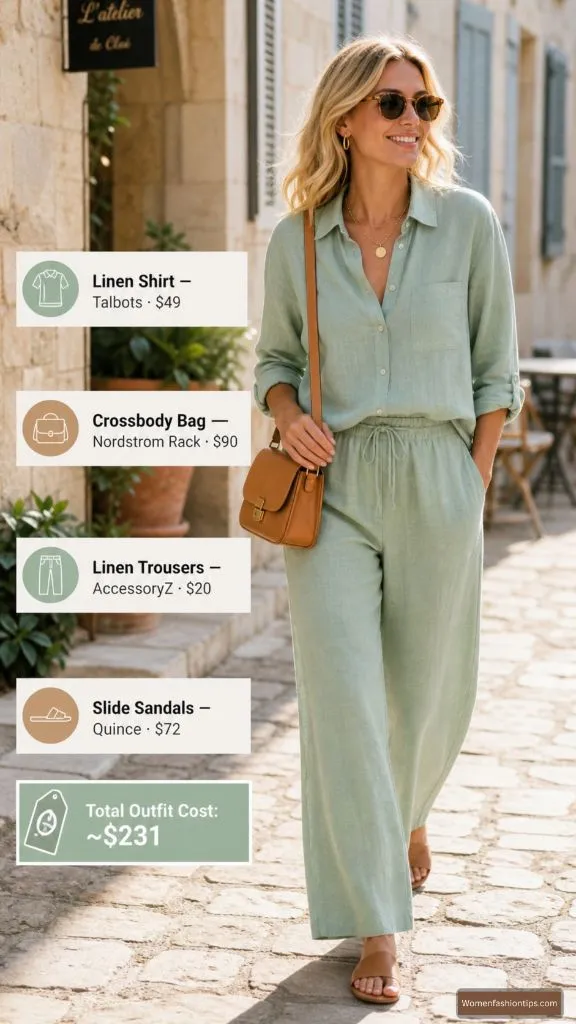 Sage Linen Set for Mediterranean Days