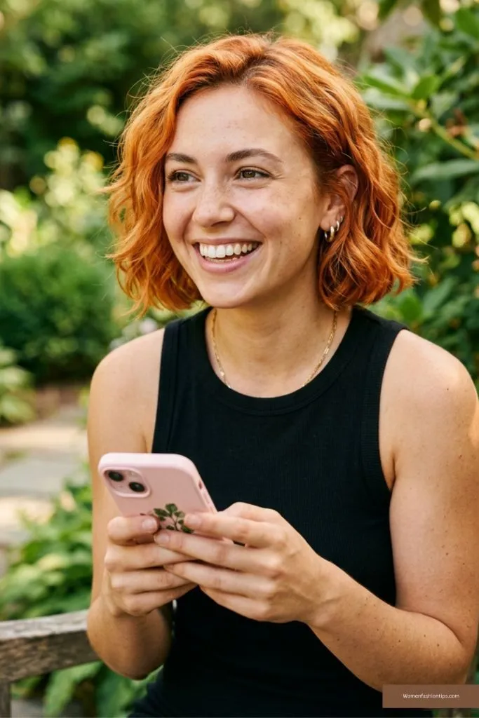 Fiery Red Textured Bob