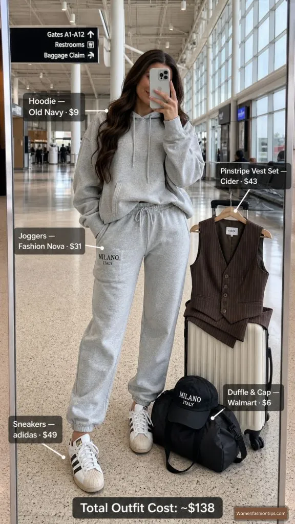 Grey Sweatsuit Airport Look
