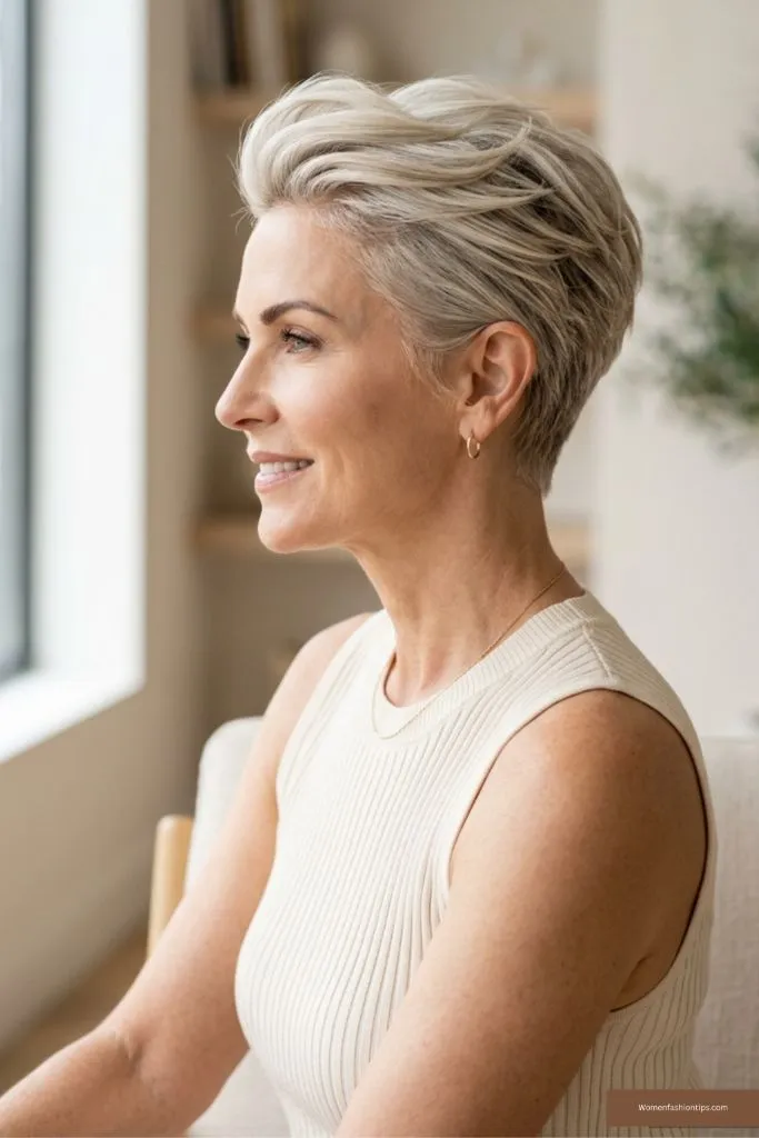 Textured Platinum Pixie With Volume