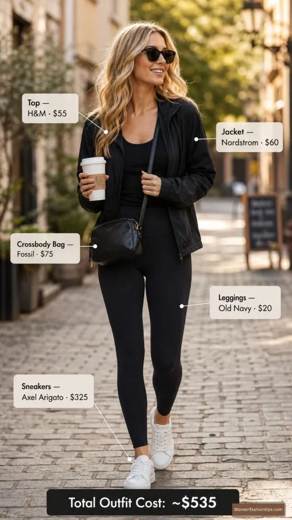 All-Black Athleisure with White Sneakers