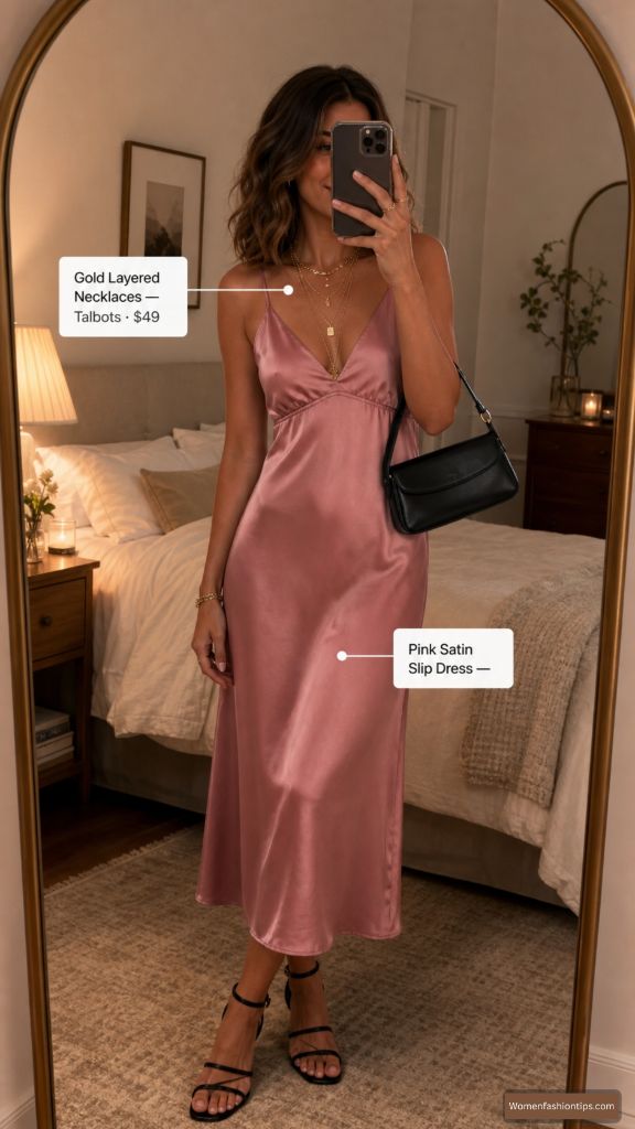 Pink Satin Slip Dress