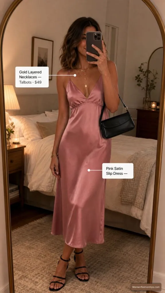 Pink Satin Slip Dress