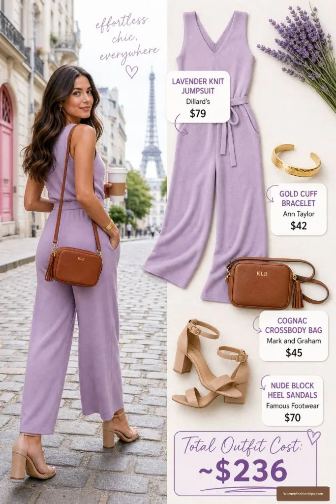 Lavender Knit Jumpsuit Outfit