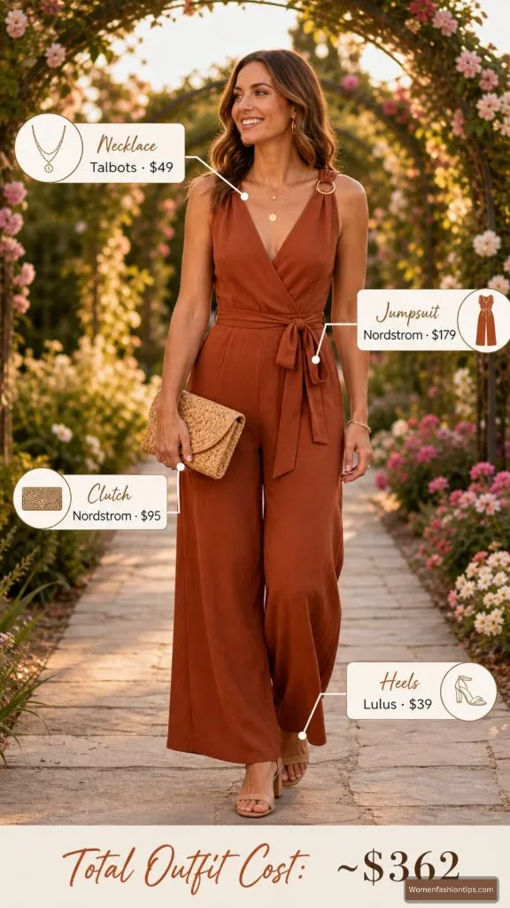 Terracotta Wrap Jumpsuit Look