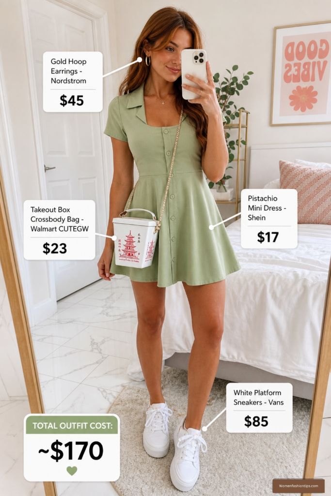 Pistachio Mini Dress Outfit