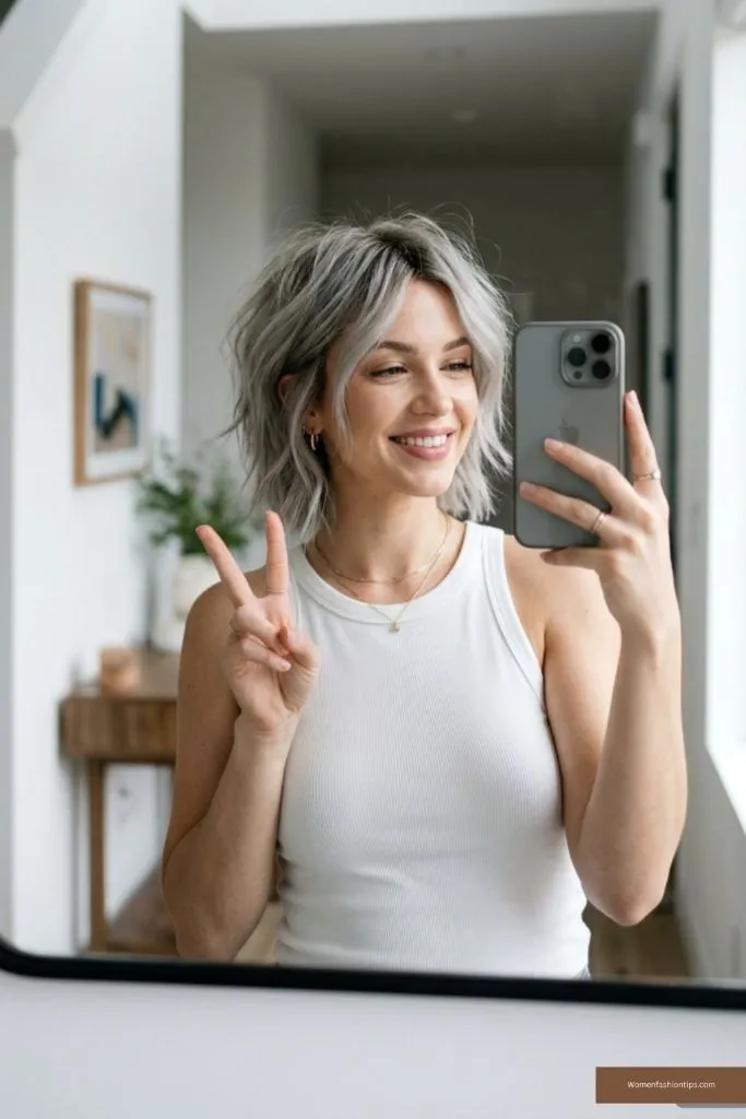 Silver Shag With Effortless Edge