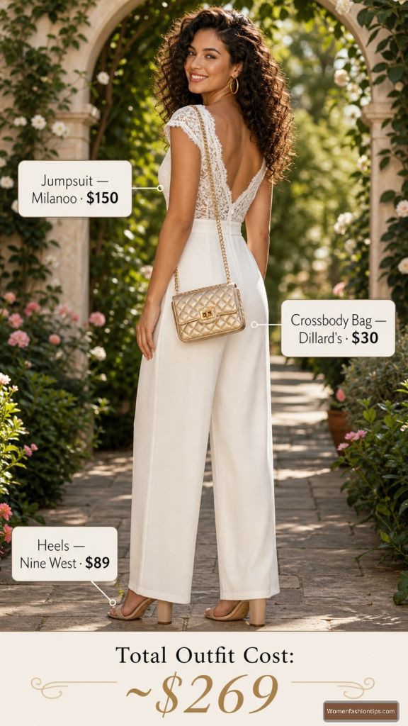 White Lace Back Jumpsuit Look