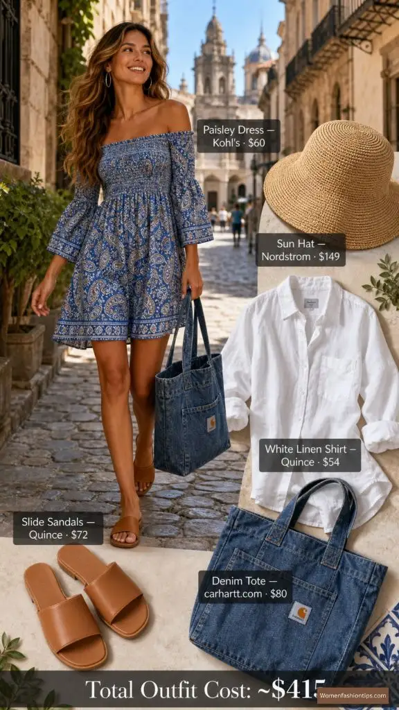 Paisley Off-Shoulder Dress