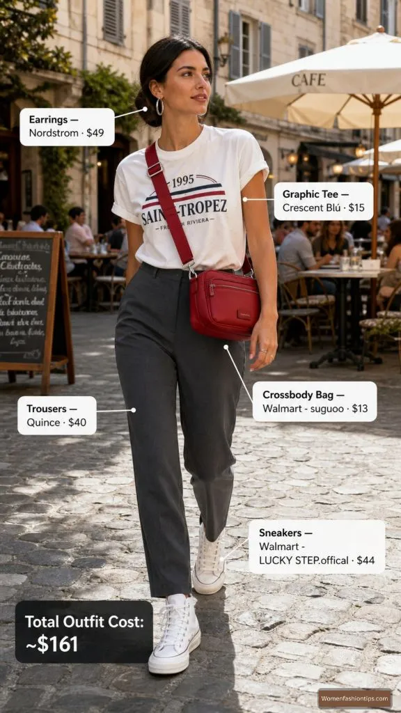 Saint-Tropez Graphic Tee and Charcoal Trousers