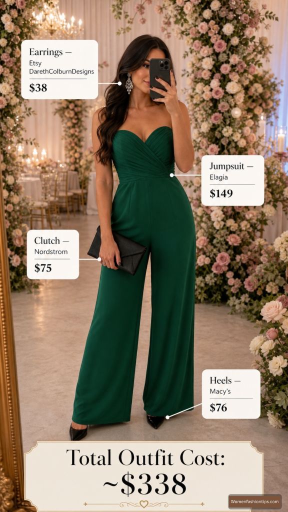 Emerald Strapless Jumpsuit Look