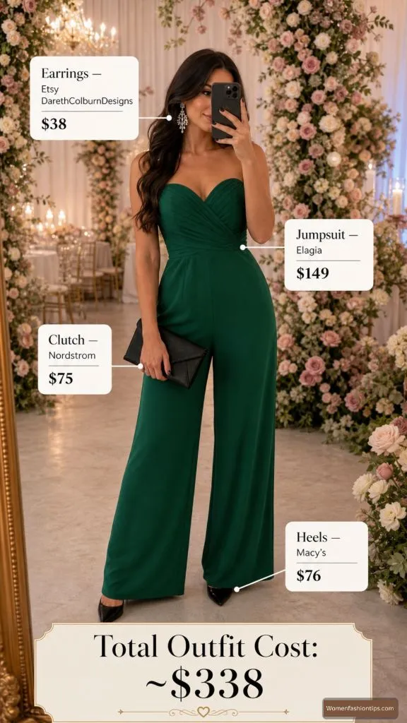 Emerald Strapless Jumpsuit Look