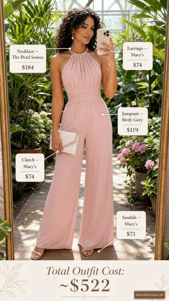 Blush Pink Halter Jumpsuit Look
