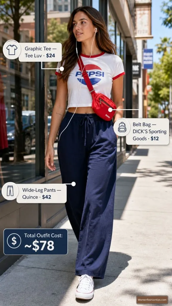 Retro Graphic Tee and Wide Legs