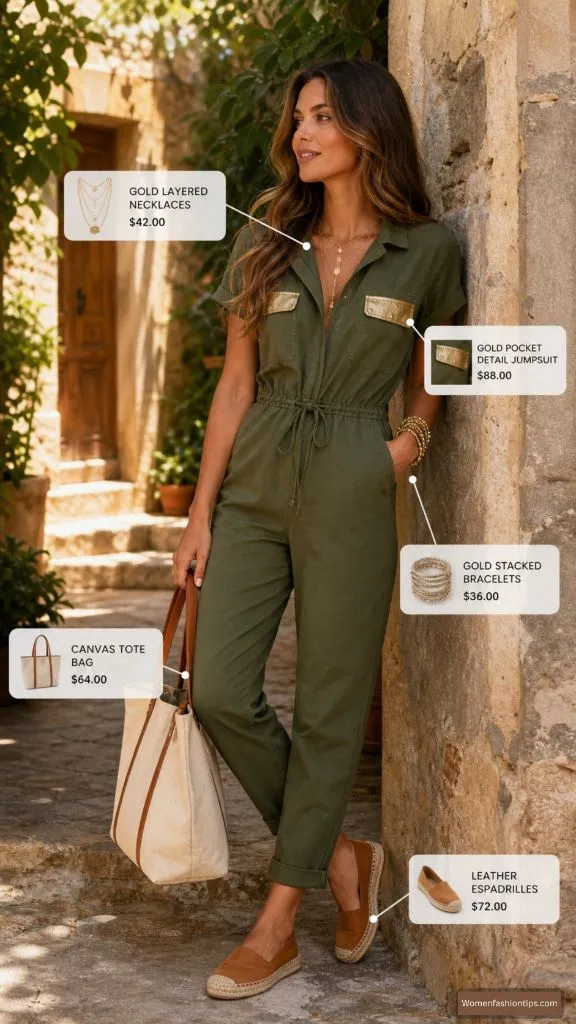Gold Pocket Detail Jumpsuit