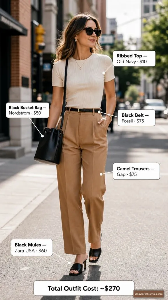 Camel Trousers Look