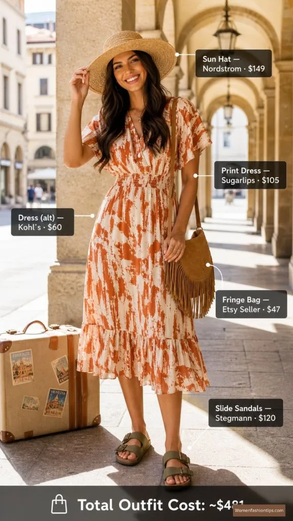 Print Dress European Style