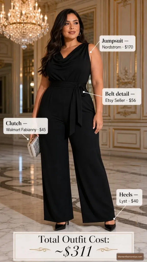 Plus Size Black Jumpsuit Look
