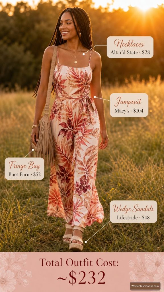 Floral Jumpsuit in Golden Hour Light