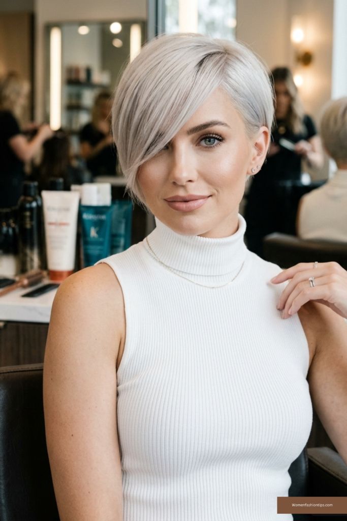The Platinum Side-Swept Pixie