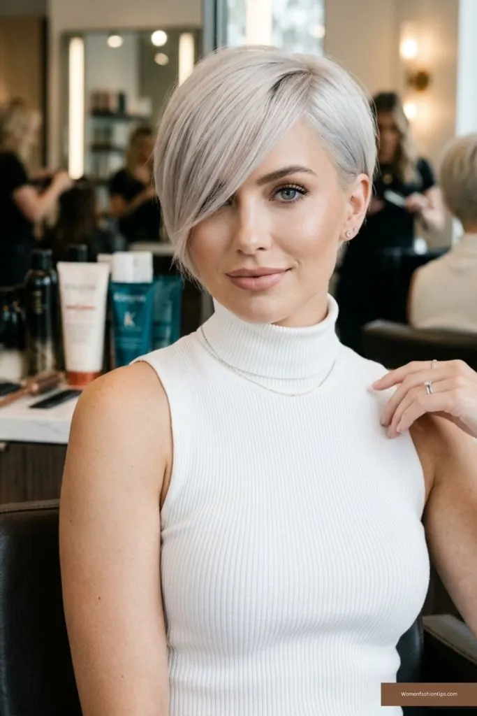 The Platinum Side-Swept Pixie
