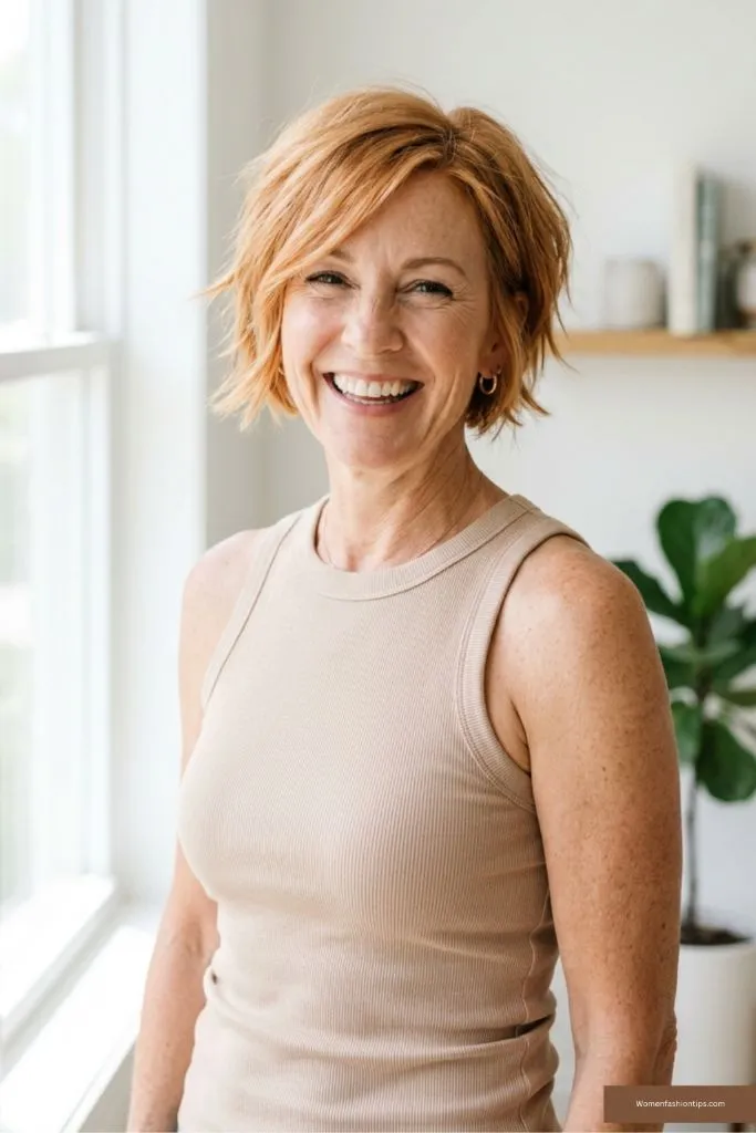 Copper Tousled Short Bob
