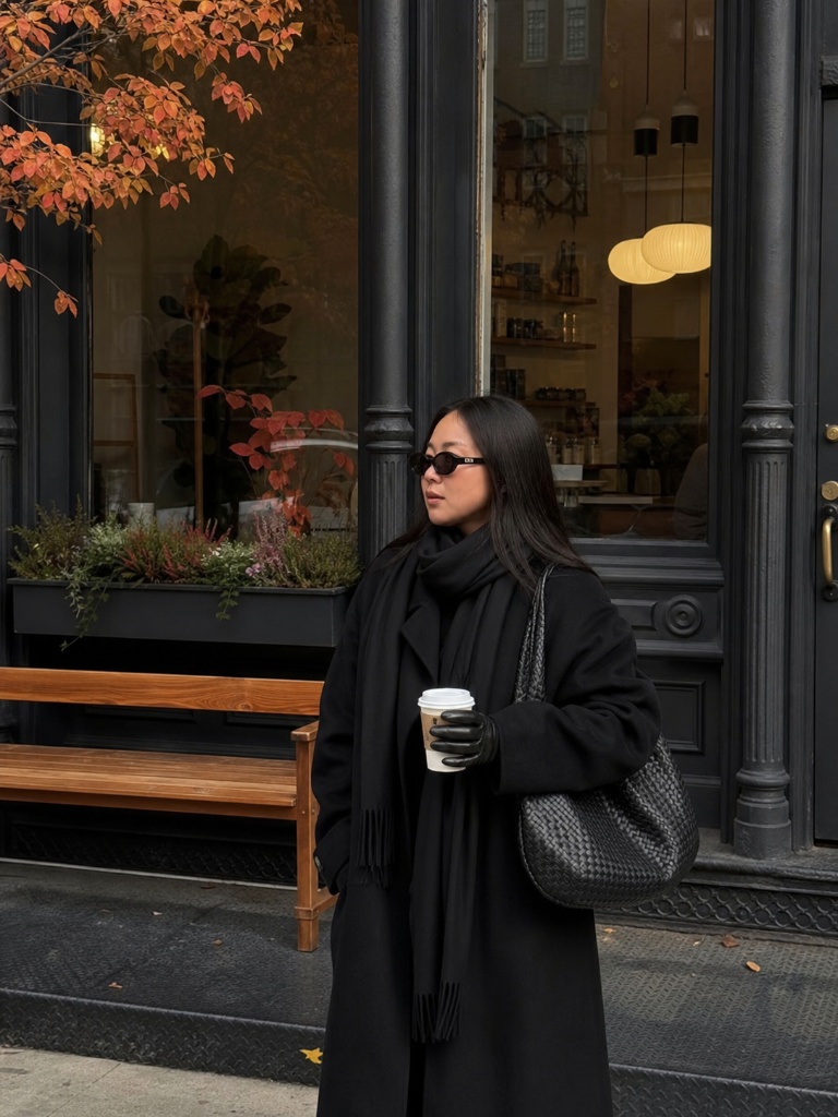 All-black layered fall outfit