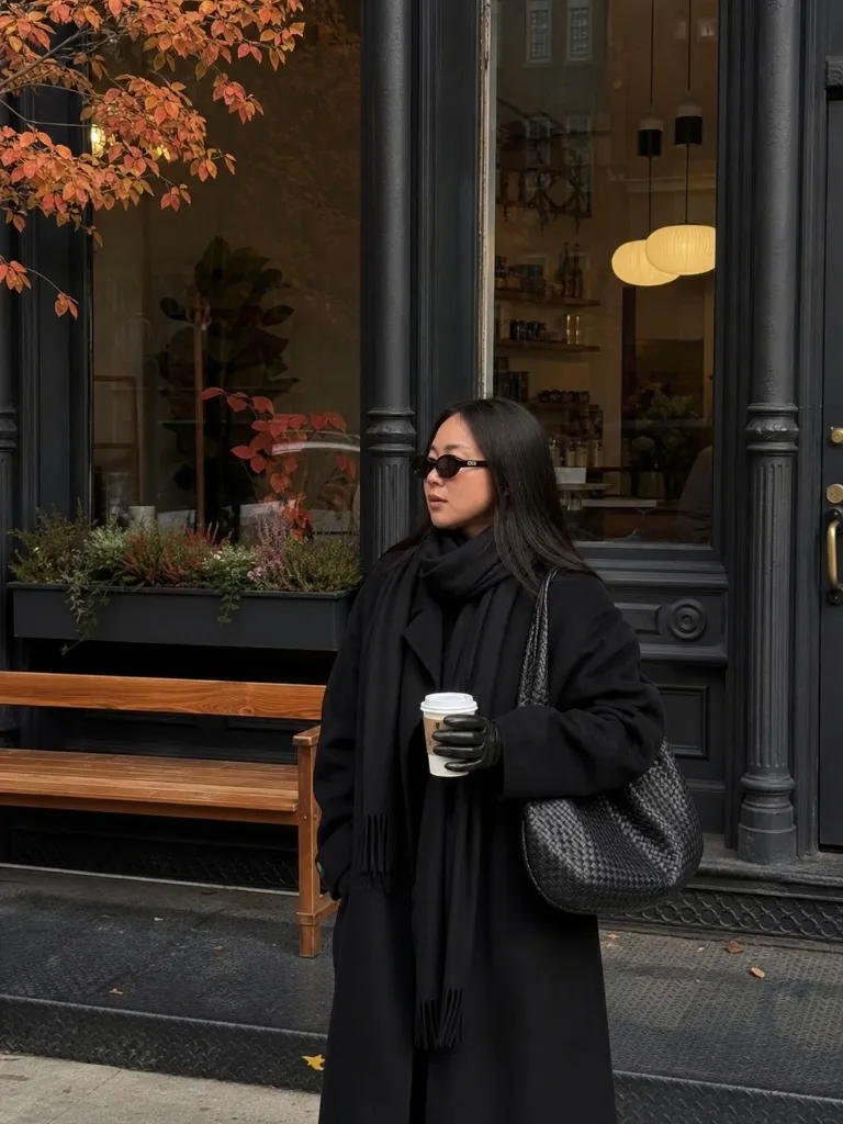 All-black layered fall outfit