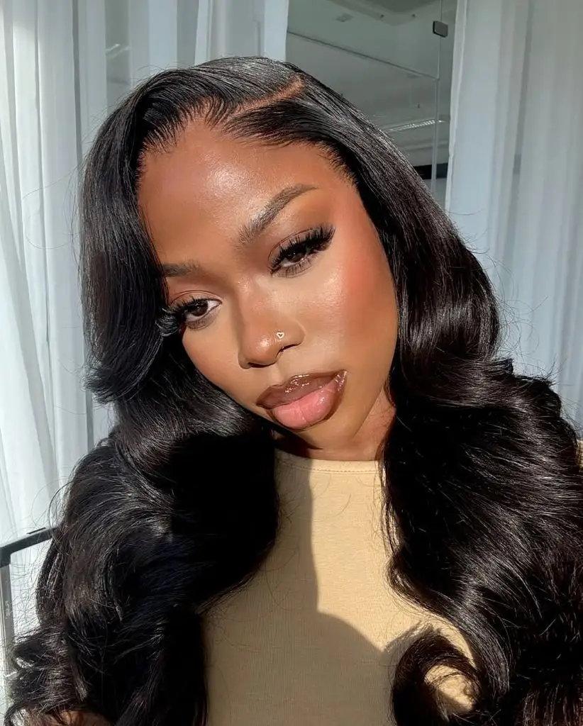 Fall Hair Colors for Black Women 2026 Voluminous Body Waves in Warm-Toned Natural Black