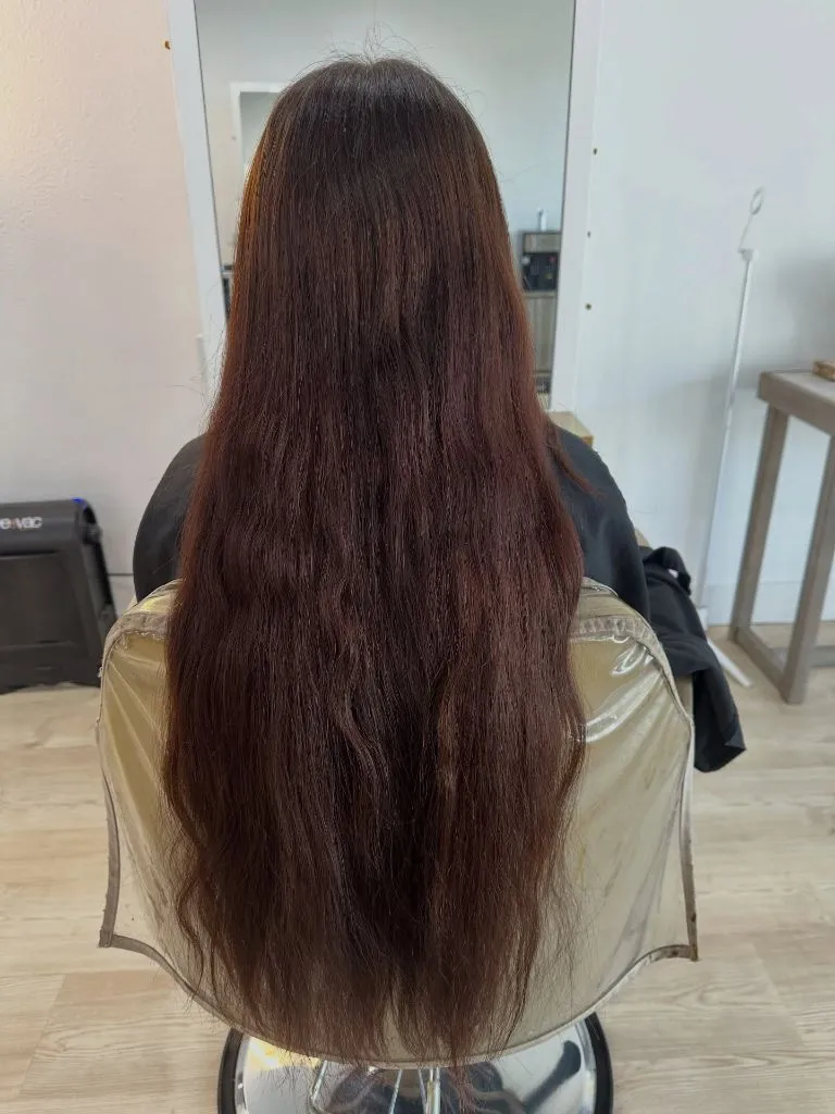 Fall Medium Haircuts 2026 Long Natural Brunette with Subtle Wave and Healthy Shine