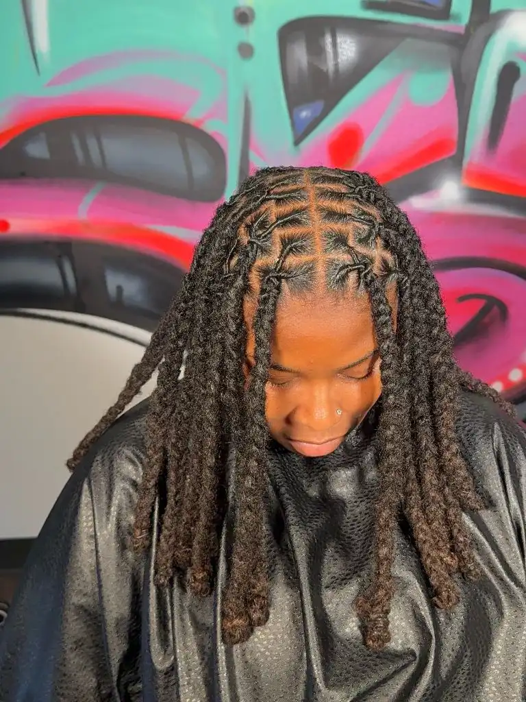 Locs Hairstyles for Black Women Micro Bantu Knots Blending Into Free Locs