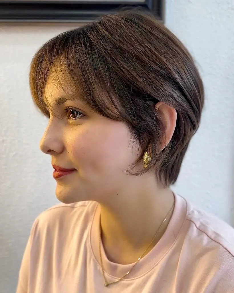 Fall hairstyles for short hair 2026 Elegant Short Layered Cut with Wispy Framing