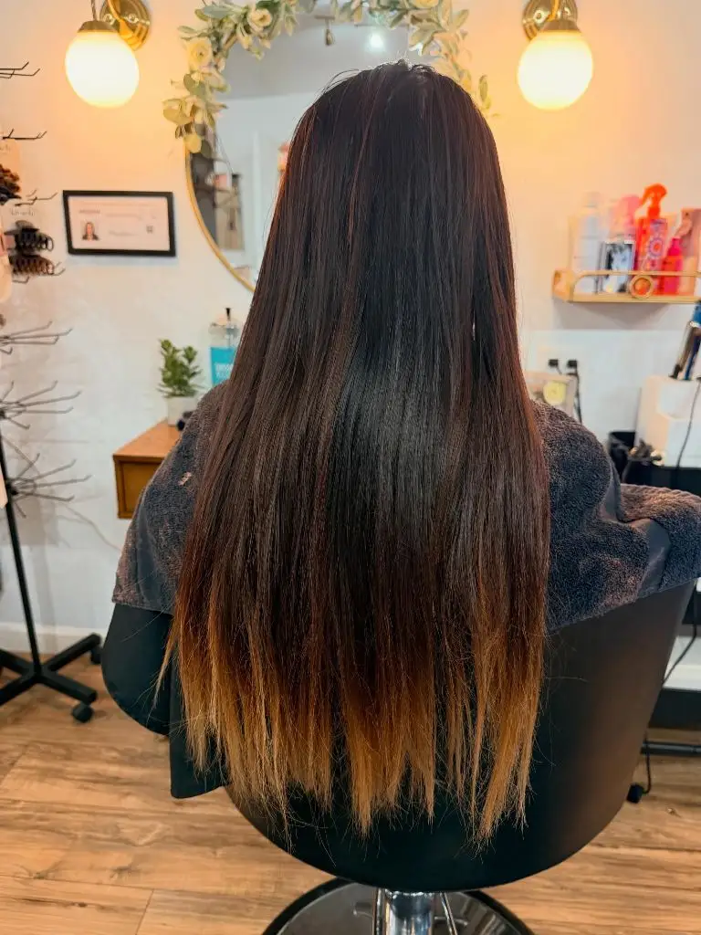 Fall Hairstyles for Long Hair 2026 Dark Chocolate Ombre With Golden-Blonde Dipped Ends