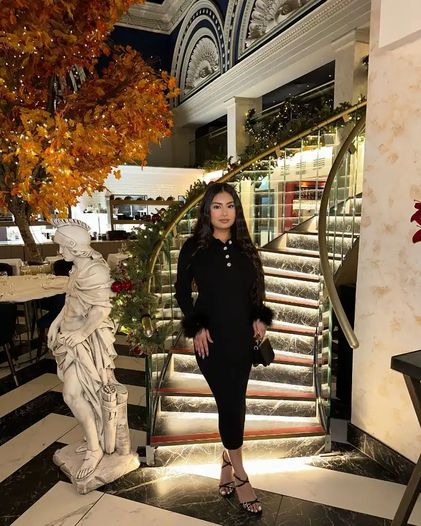 Fall Date Night Outfit - All Black Midi Dress with Feather Cuffs and Strappy Heels