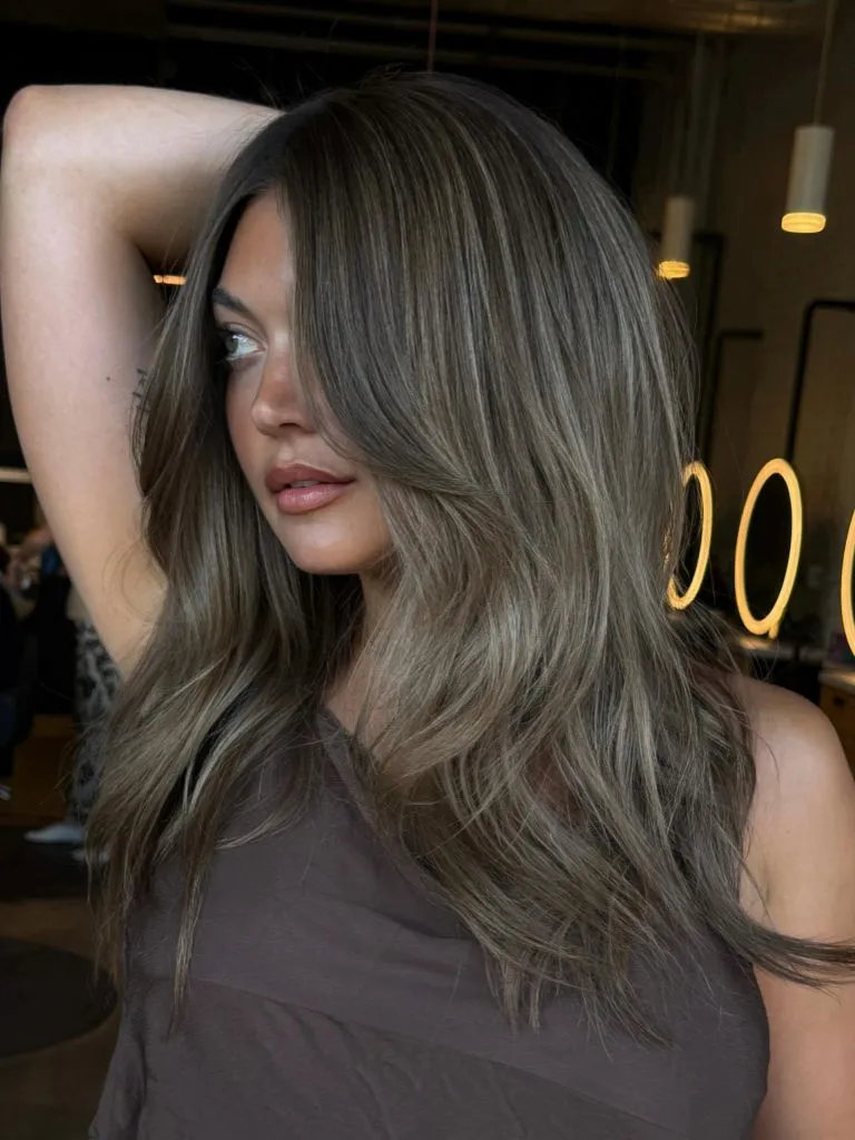 Fall Hairstyles 2026 Smoky Mushroom Brunette With Subtle Cool Dimension