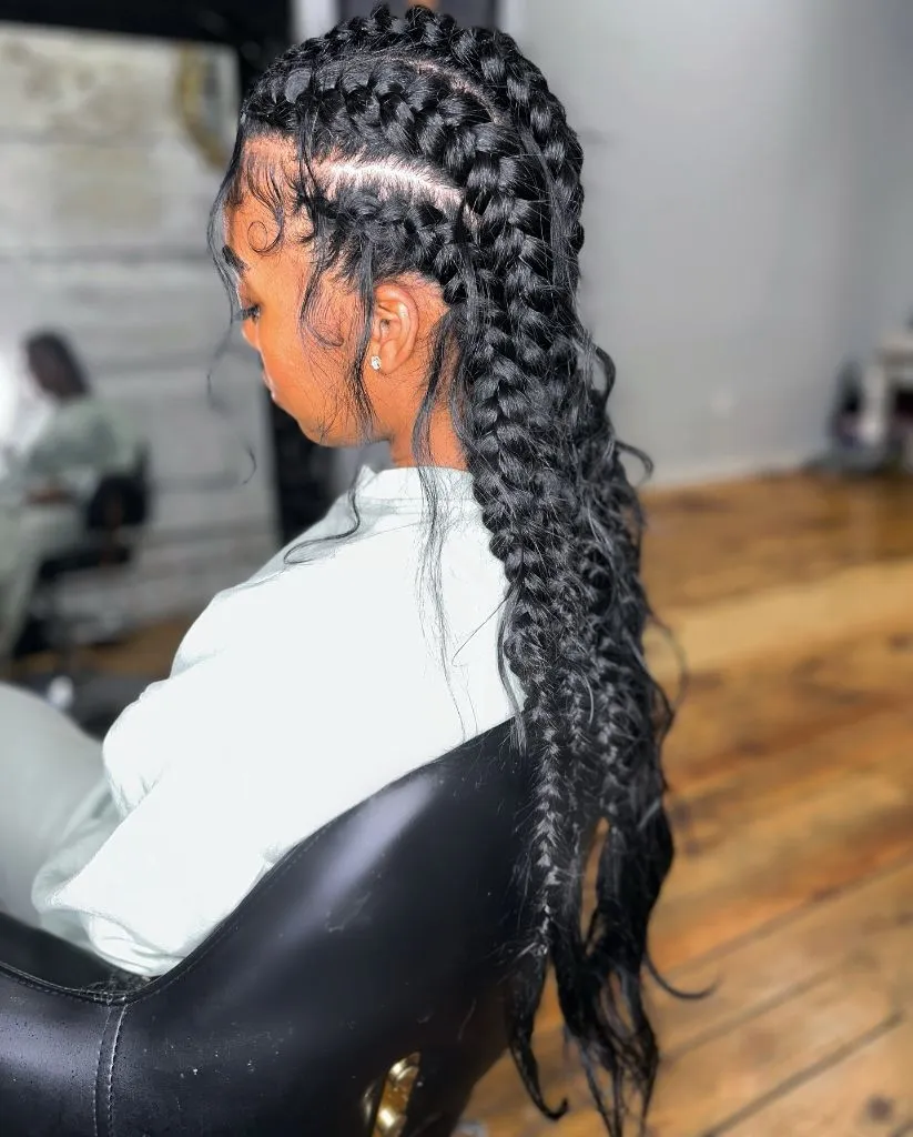 Butterfly Braids Hairstyle Multiple Cornrow Braids Flowing into a Long Cascading Ponytail