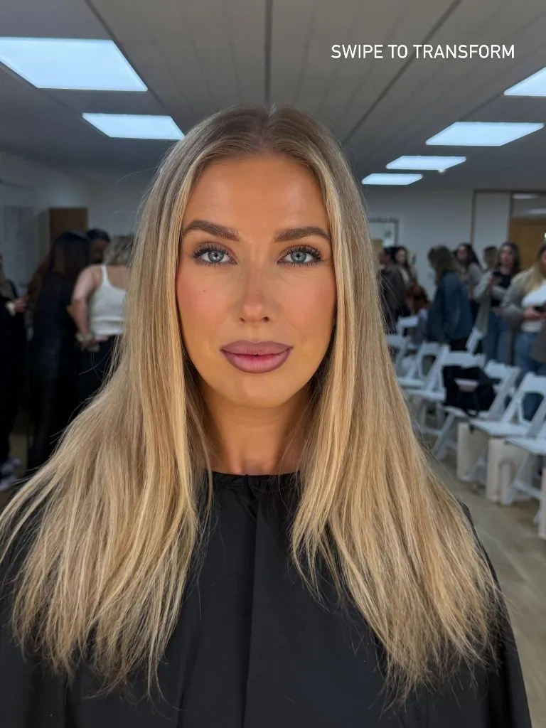 Fall Haircuts for Women 2026 Luminous Blonde Balayage with Dark Roots and Fresh Blowout Polish