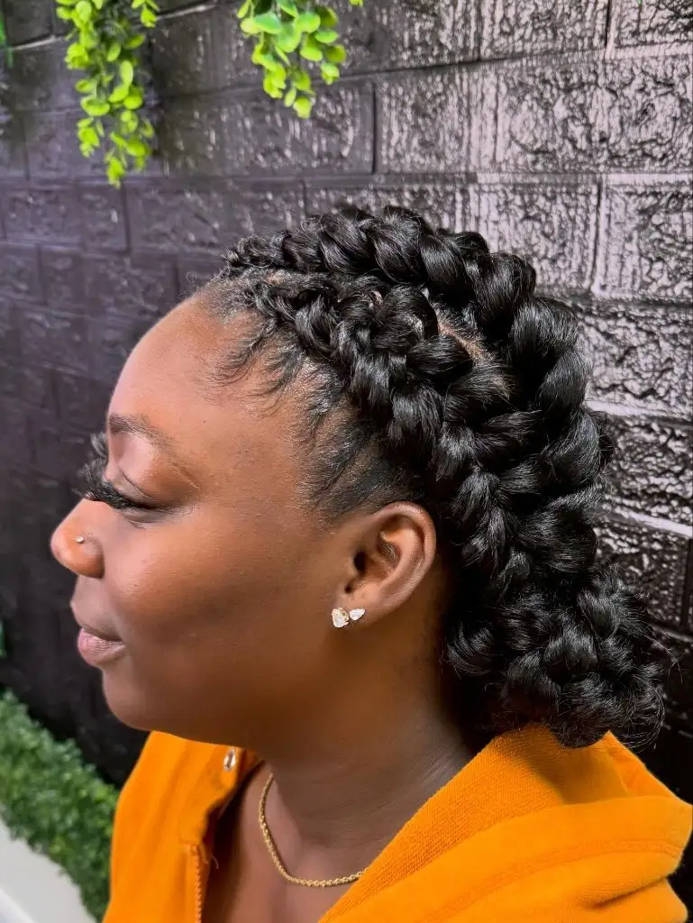 Butterfly Braids Hairstyle Goddess Braid Updo with Natural Texture and Lifted Crown
