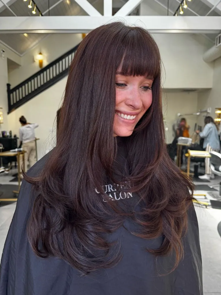 Fall Brunette Hair Colour 2026 Dark Chocolate Layers With Bouncy Feathered Ends