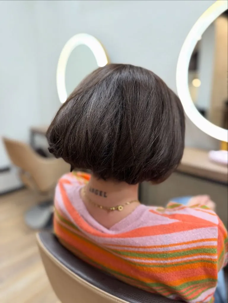 Fall Short Haircuts 2026 Sleek Rounded Mini Bob in Natural Brunette