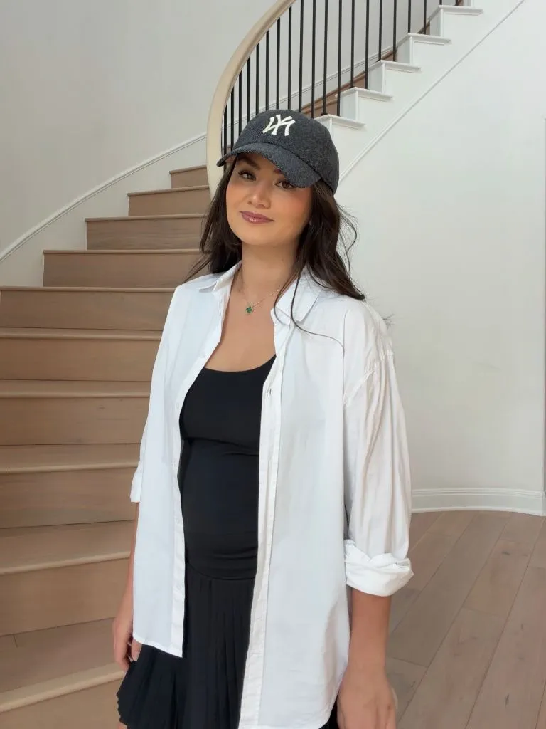 Black dress with white shirt